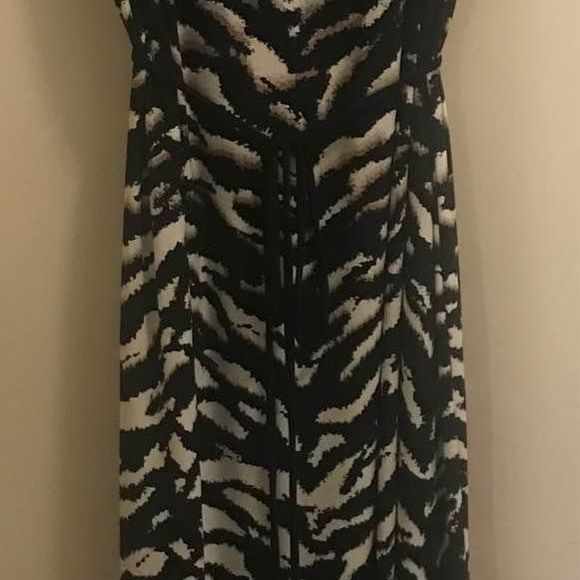 Women’s Plus Size 3x Long Sleeveless Dress Studio One New York Blue Tan White - Picture 5 of 6